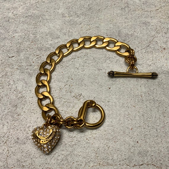 Juicy Couture Goldtone Crystal Heart Logo Chunky … - image 6