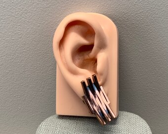 Antique copper Renoir mid century modern bar clip on earrings