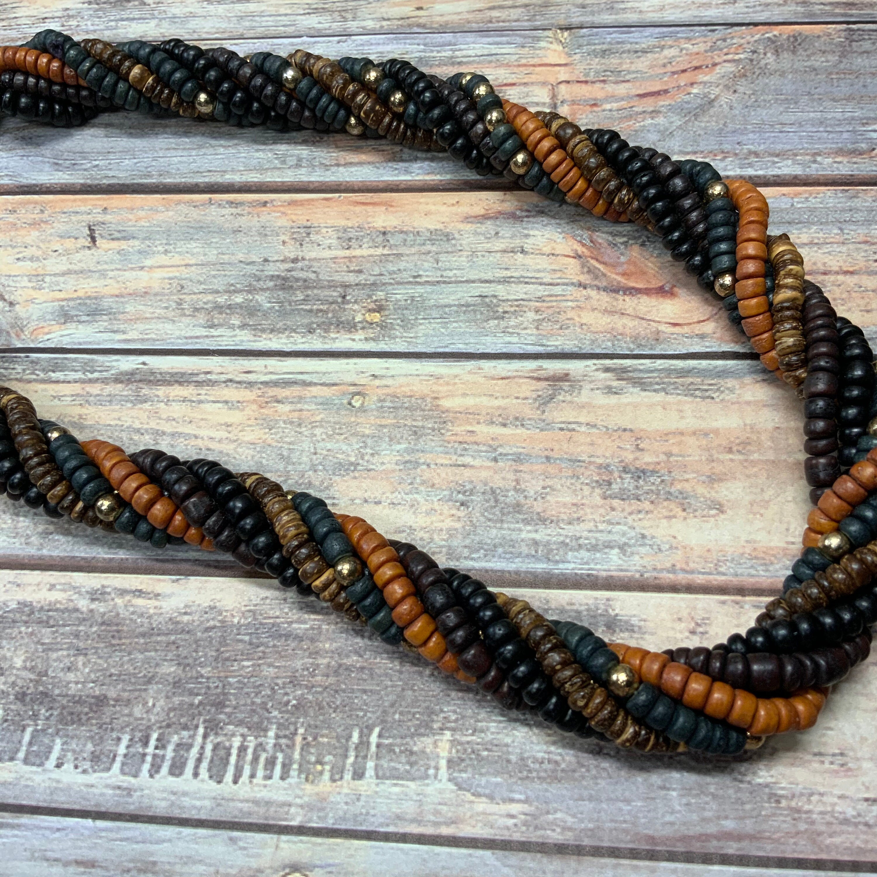Fall Colored Twisted Wood Bead Boho Necklace - Etsy Fall Colored Twisted Wood Bead Boho Necklace - Etsy