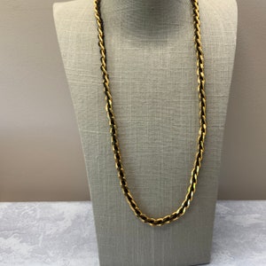 Trifari black and gold Trifari woven textured chain necklace