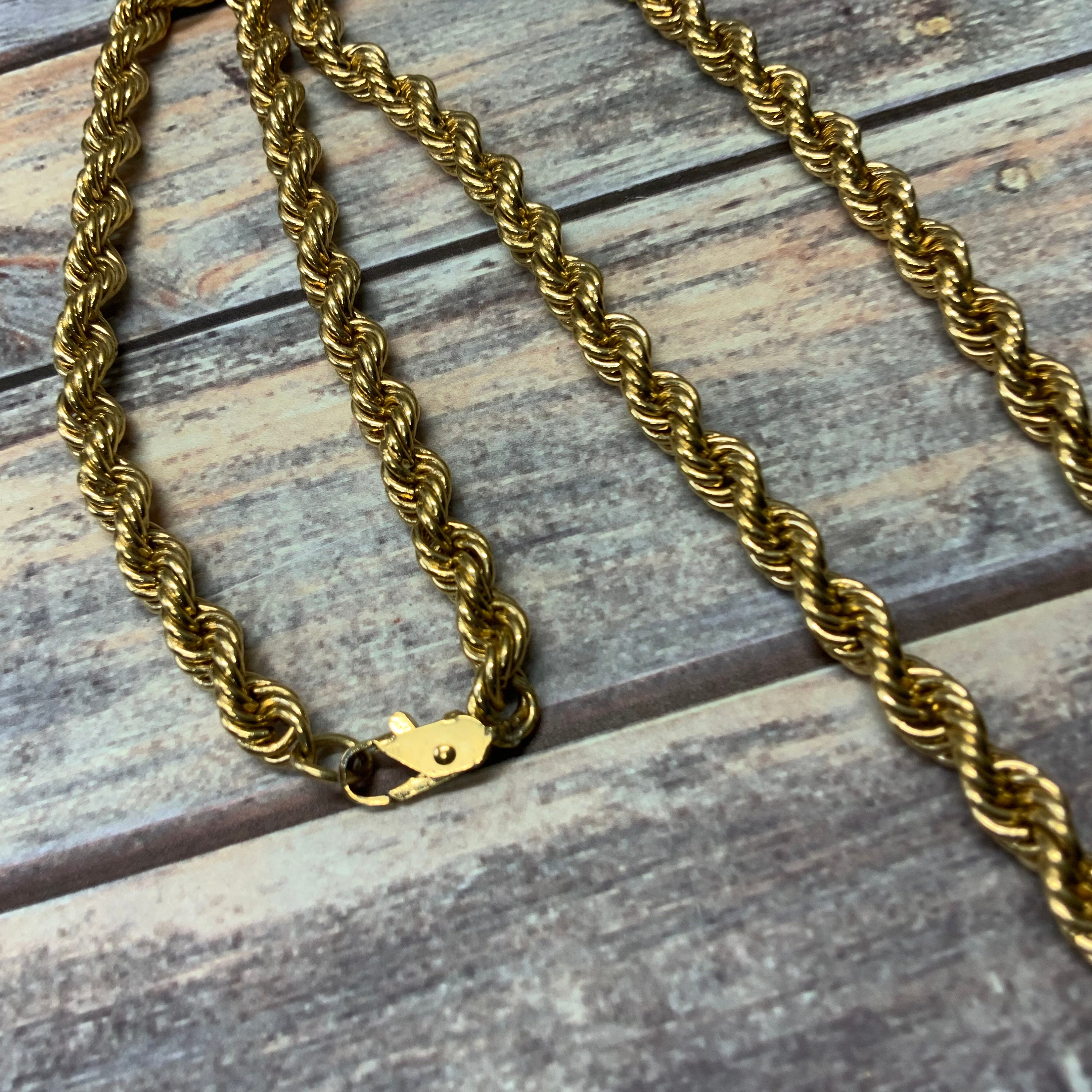 Twisted Gold Tone 90s Rope Chain Necklace - Etsy