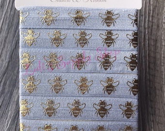 Soft Printed Elastics Bee Print Fold Over Elastic DIY Hair Tie Making Bumble Bee 58 inch FOE Bumblebee Elastic Flat Sewing Supplies