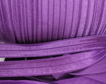 Purple FOE - 5/8 Fold Over Elastic - Foldover Elastic - Solid FOE - Elastic Ribbon - Elastic by the yard - Shiny Elastic - Wholesale FOE