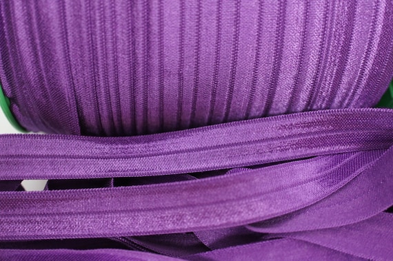 Purple FOE - 5/8 Fold Over Elastic - Foldover Elastic - Solid FOE - Elastic Ribbon - Elastic by the yard - Shiny Elastic - Wholesale FOE