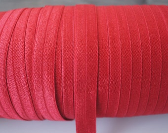 1 Yard - Scarlet FOE - 5/8 Fold Over Elastic - Foldover Elastic - Red Solid FOE- Elastic by the yard - Elastic Ribbon - Shiny Elastic - DIY