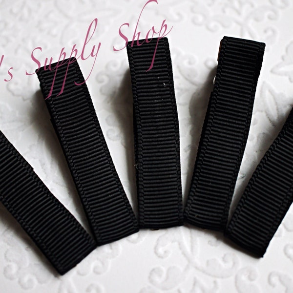 Set of 5 - Black Partially Lined Alligator Clips - Single Prom Hair Clips - Alligator Hair Clips 45mm Alligator Hair Clips - Headband Supply