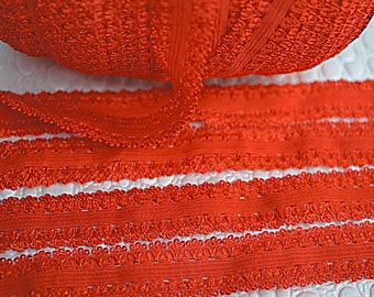 Red Frilly Elastic - Stretchy lace edge elastic - Red Picot Edge Elastic - Bulk FOE - Elastic ribbon - Elastic for Headbands - Wholesale FOE