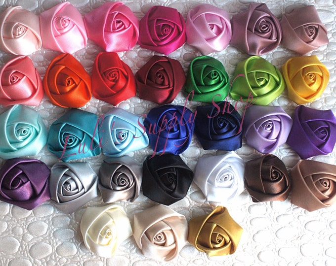 YOU PICK COLORS Mini Satin Roses 1.5 Petite Satin Rosettes Wholesale ...