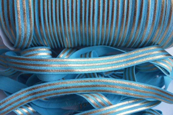 Turquoise Fold Over Elastic, Elastic Ribbon