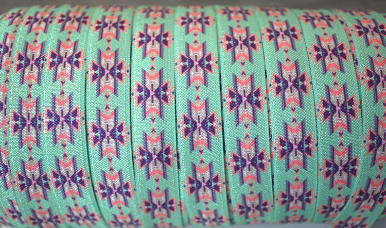 Printed Elastic Aztec Print 58 FOE Aztec Fold Over Elastic Aztec Elastic Ribbon Wholesale FOE Elastic By the Yard Elastic Trim