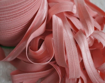 Mauve Elastic - 5/8 Fold Over Elastic - FOE - Foldover Elastic - Elastic by the yard - Shiny Elastic - DIY baby Headband - Elastic Ribbon