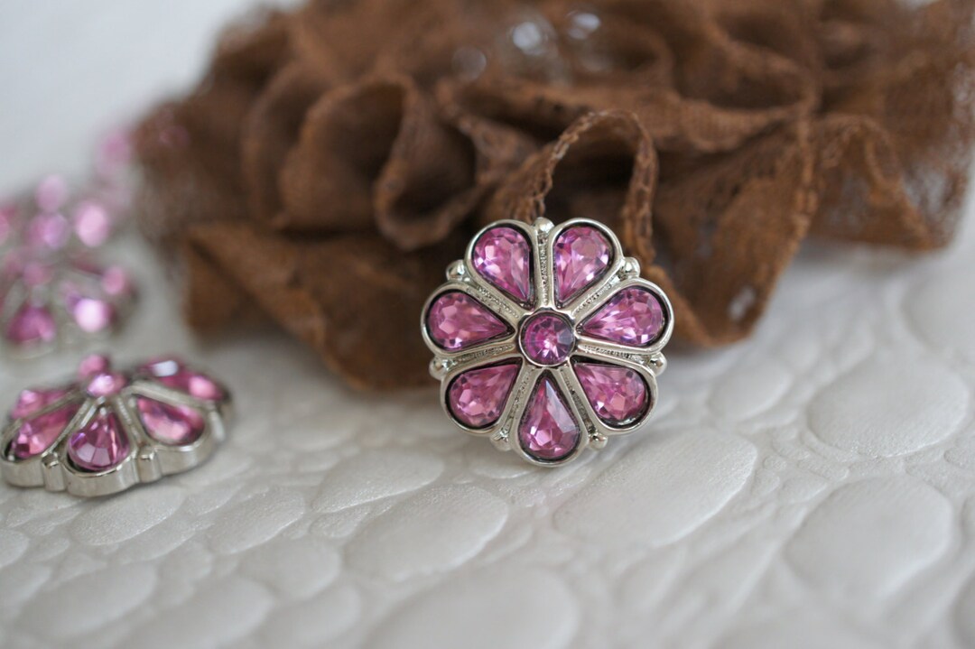 5 Soft Pink Rhinestone Buttons - Pink Acrylic Rhinestones - Rhinestone ...