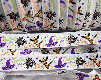 Halloween Fun Mix 5/8 Fold Over Elastic - FOE - Halloween Foldover Elastic - Elastic by the yard - Shiny Elastic - DIY - Headband