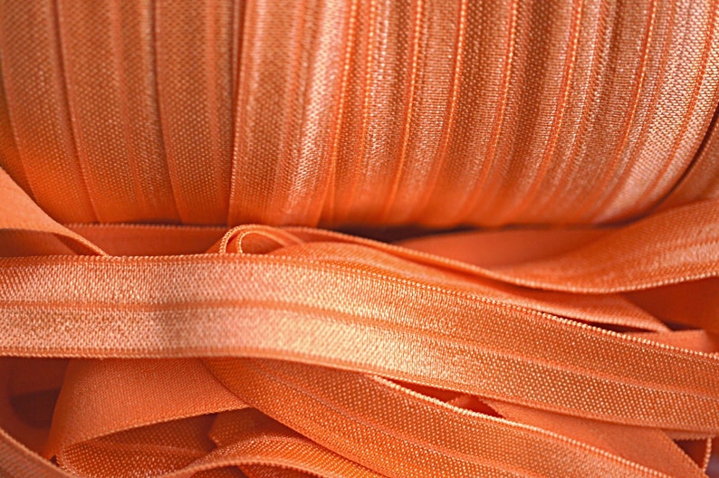 Foldover Elastic 58 Fold Over Elastic Shiny Elastic Elastic Ribbon Wholesale FOE Orange FOE Elastic by the yard Solid FOE