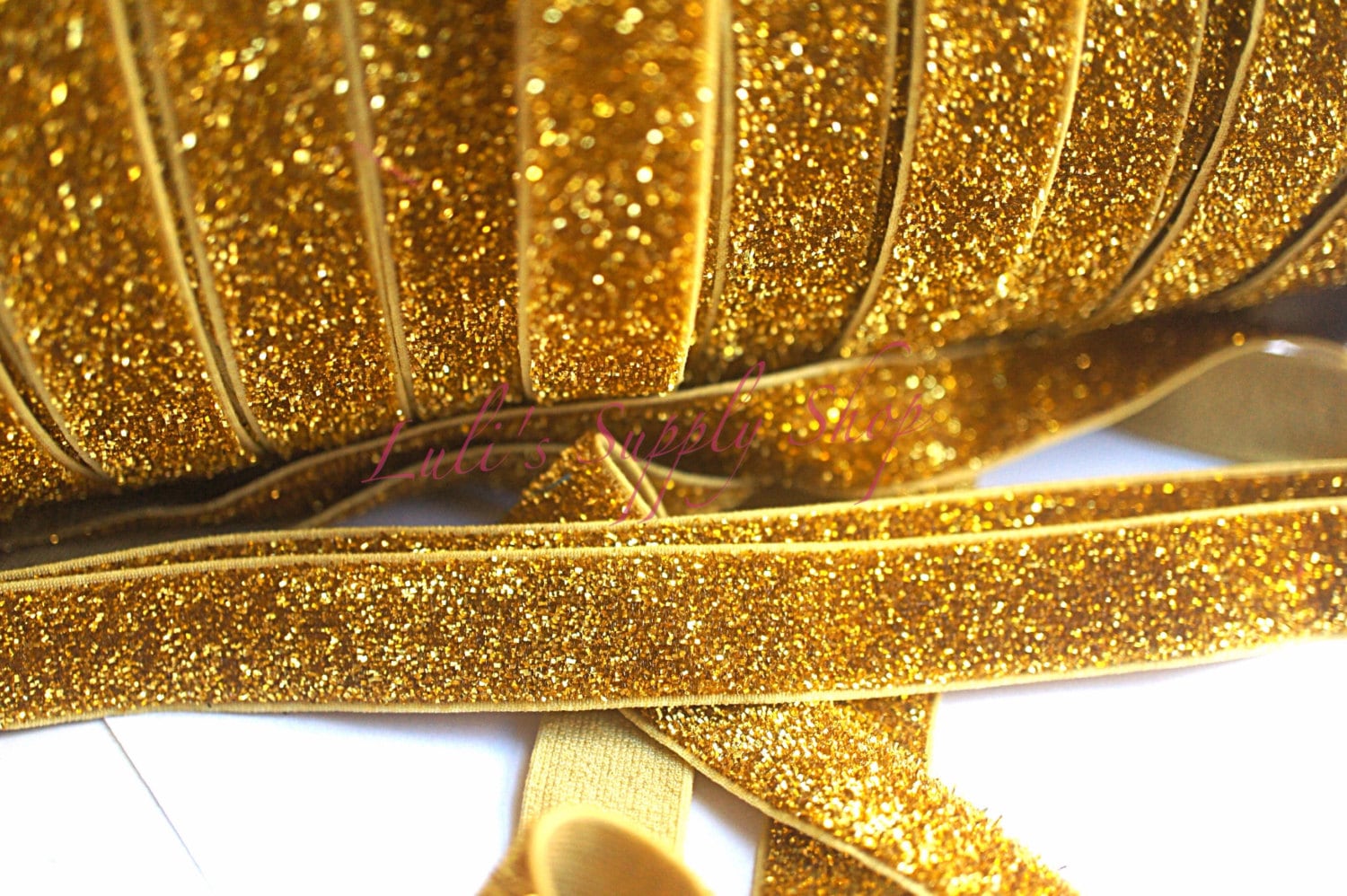 5/8 Gold Glitter Elastic Elastic by the Yard Elastic Etsy