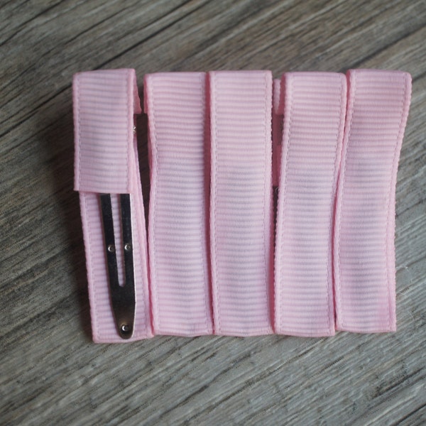 Set of 5 - Light Pink Partially Lined Alligator Clips Single Prom Hair Clips -Alligator Hair Clips-45mm Alligator Hair Clips-Headband Supply