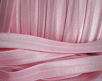 Pearl Pink FOE - 1 Yard 5/8 Fold Over Elastic - Foldover Elastic - Solid FOE - Elastic by the yard - Shiny Elastic - DIY Headbands