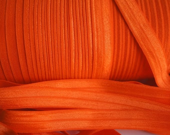 Autumn Orange FOE - 1 Yard 5/8 Fold Over Elastic - Foldover Elastic - Solid FOE- Elastic by the yard - Shiny Elastic - DIY