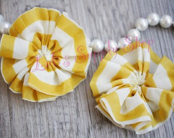 2er-Set Senfgelb & Elfenbein Rüschen Unfertige Ballerina Blumen - 2,5 "Ballerina Blumen - Stoffblumen für Stirnbänder - DIY Blumen