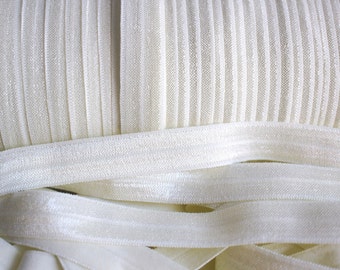 Ivory FOE - 5/8 Fold Over Elastic - Foldover Elastic - Solid FOE- Elastic by the yard - Shiny Elastic - Bulk Elastic Ribbon - Wholesale FOE