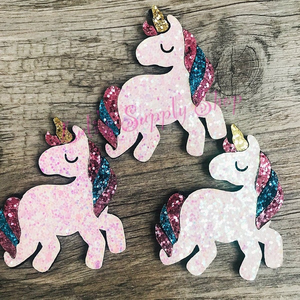 Unicorn Glitter Hairbow Centers - Glitter Felt Unicorn Hair bow Supplies - Hairbow Embellishments - Wholesale Headband Supplies