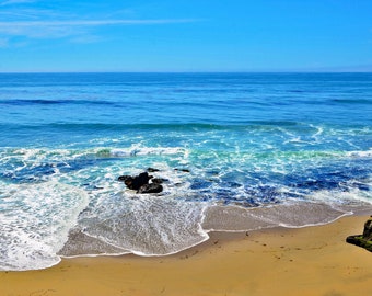 Ocean Beach Photo, High Resolution Color Photography of a Private Beach, beautiful calm art, can be printed to any size, Instant Download