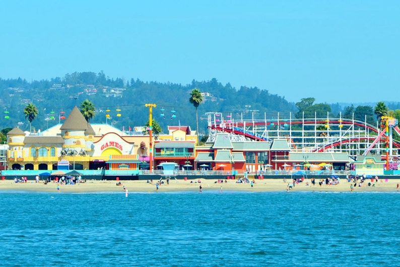 SALE Color Photo of the Famous Santa Cruz Boardwalk, Carnival in Santa Cruz, CA, Travel Photography, Santa Cruz Photo Print 8 x 10 Print image 1