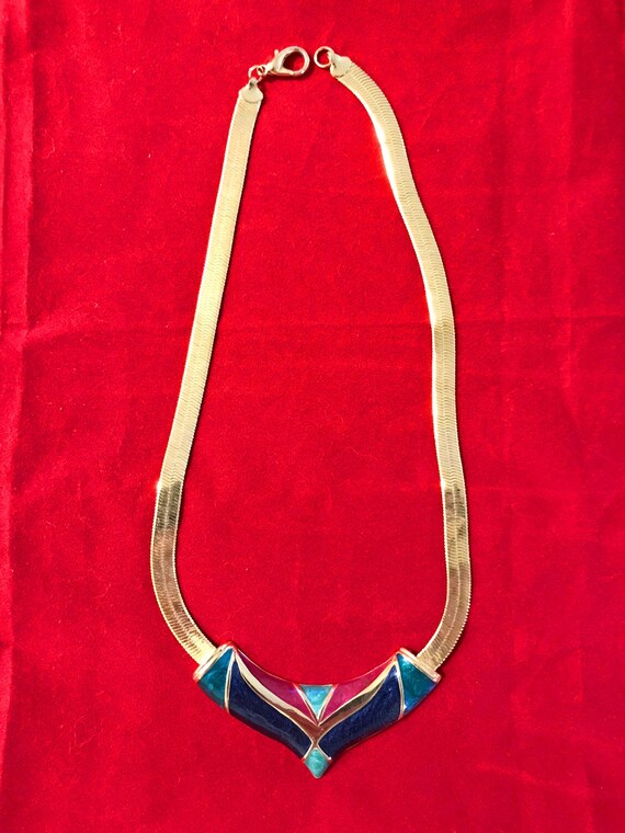 Stunning Statement Necklace! Vintage 80's Bright … - image 1