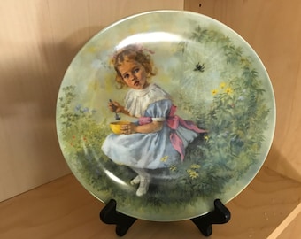 Little Miss Muffet Collectible Plate Signed, Numbered, 3rd Issue Mother Goose Limited Edition Art by John McCelland, Reco 9 inch plate