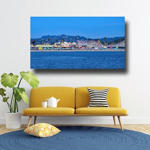 Panoramic Photo Print of the famous Santa Cruz Boardwalk Carnival, boat view, Gallery Quality Photo Print, Print sizes: 16x30, 20x30, 20x32