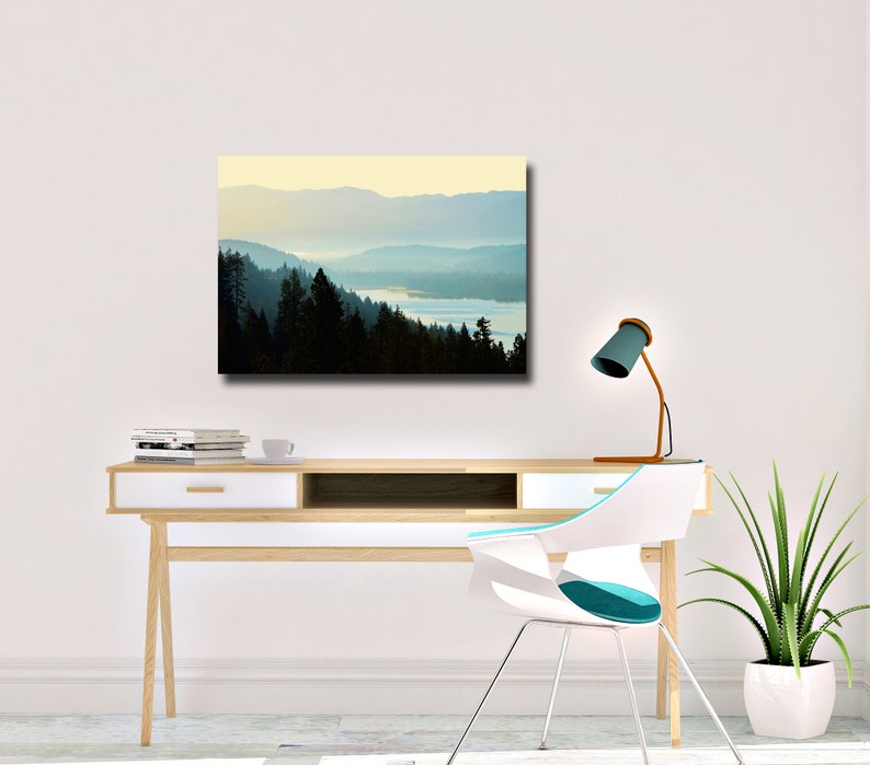 Donner Lake in the Misty Morning Sunrise Wall Art Turquoise Etsy