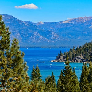 Lake Tahoe Meeks Bay Color Photo - Emerald and Blue Waters - Large Wall Art, Sierra Mountains, Fir Trees - Home Decor Photo - 9 x 12 Print