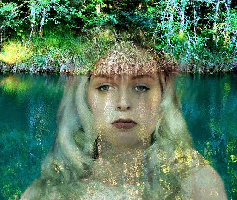 Forest Fairy Photo Art Print, Beautiful Sprite Fairy Hides in a Magical Forest, Abstract Fairy Art, Dreamy Art Gallery Quality Photo Print image 1