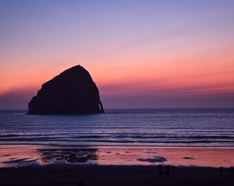 Oregon Coast Haystack Rock Beach Sunset Photo Print,  Cape Kiwanda Pacific City, Sunset Photography, Wall Art, Choose your size photo Print