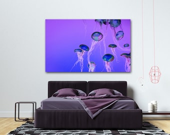 Jellyfish in the Deep Blue Sea Abstract Art, Bokeh Light Wall Art PrintTranslucent Floating Jellyfish Wall Art, Jellyfish Photo Print