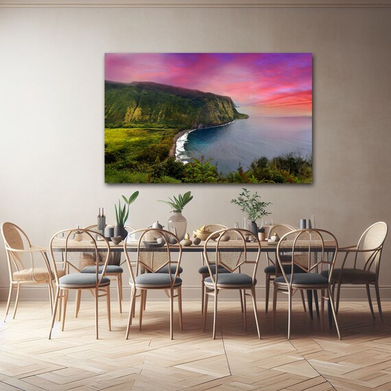Sunset Hawaii, Vibrant Sky Colors Hawaii Waipio Wall Decor