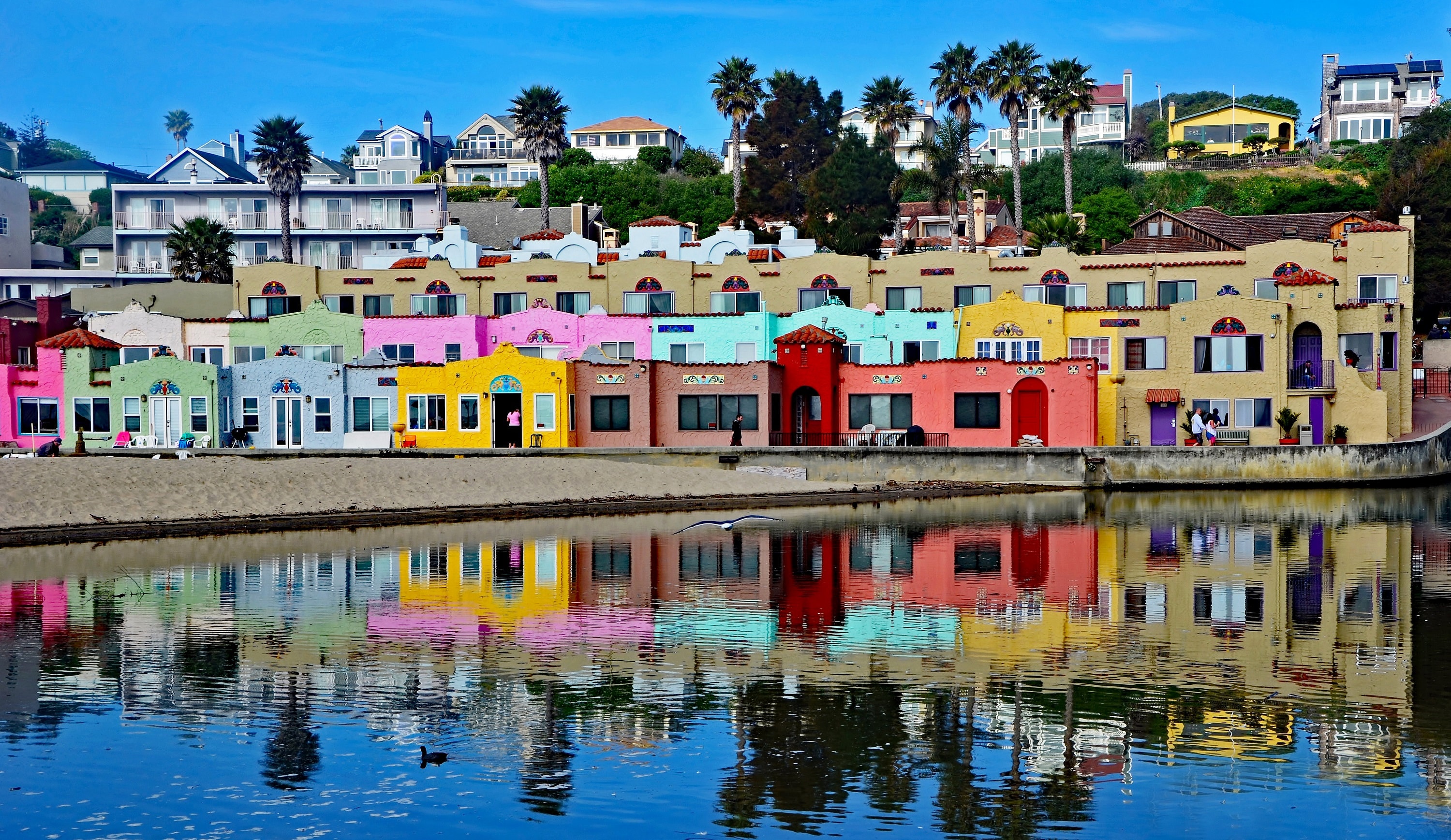 Capitola Beach Photo Art Print, Famous Colorful Hotel in