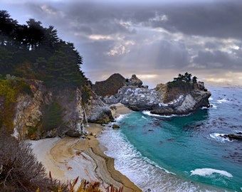Big Sur Sunset Photo Print: McWay Falls, California Coast Wall Art