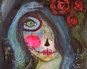 Sugar Skull Girl Giclee Print - Day of the Dead Fantasy Portrait