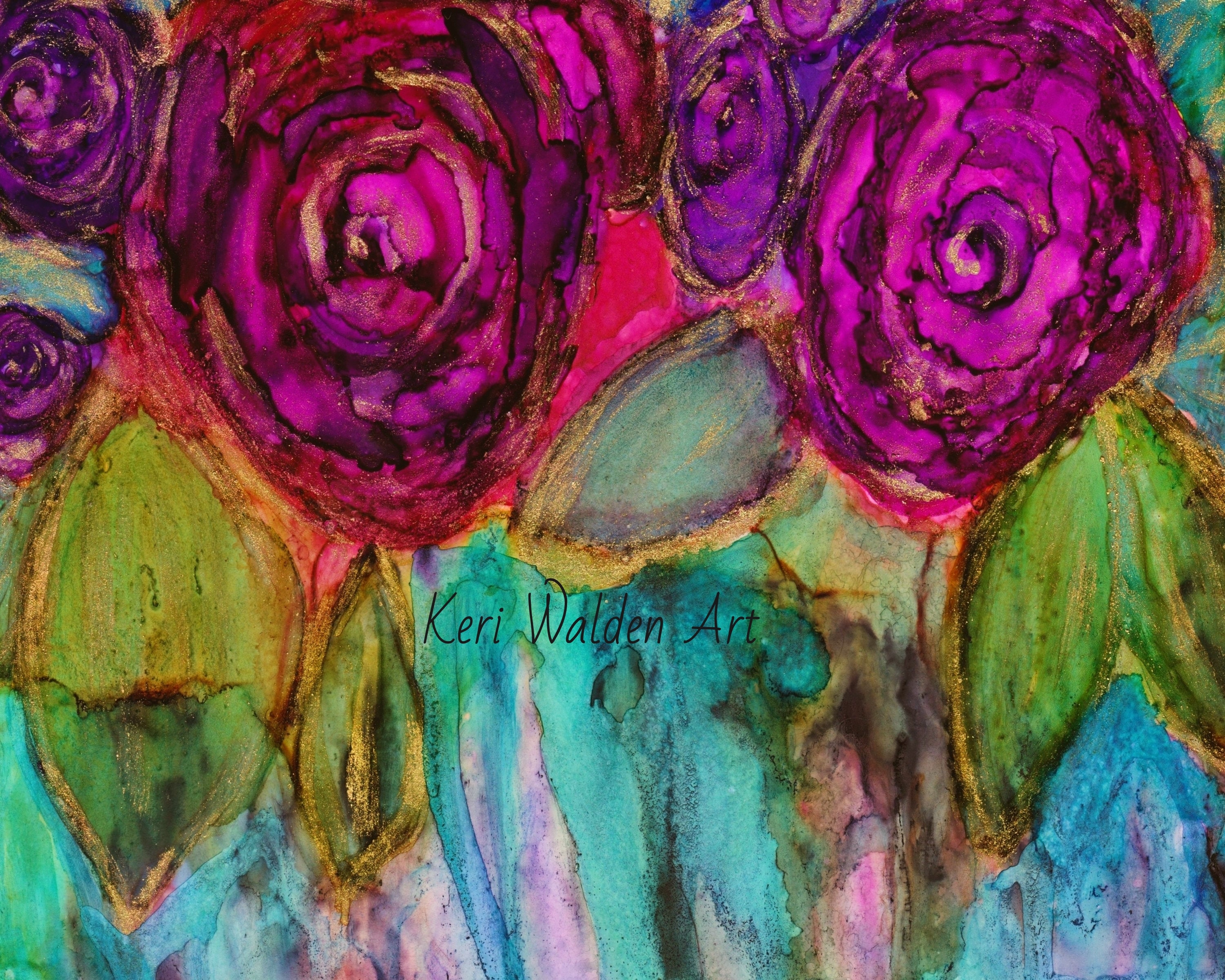Alcohol Ink Art, Fantasy Roses Art Print, Print of Alcohol Ink Painting ...