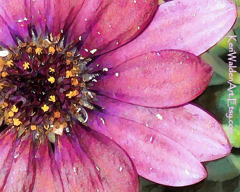 Pink Flower Art Print Watercolor Style Floral Digital Photo Etsy