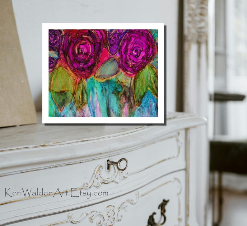 Alcohol Ink Art, Fantasy Roses Art Print, Print of Alcohol Ink Painting ...