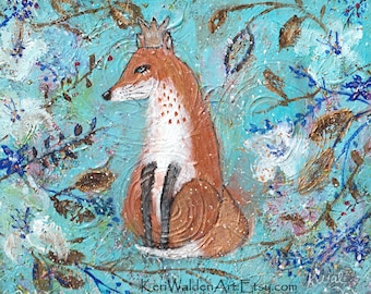 Winter Forest Fox - Giclee Print - Whimsical Woodland Animal Art