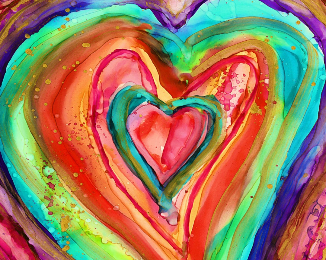 Alcohol Ink Art, Abstract Heart Print, Art Print of Original Alcohol