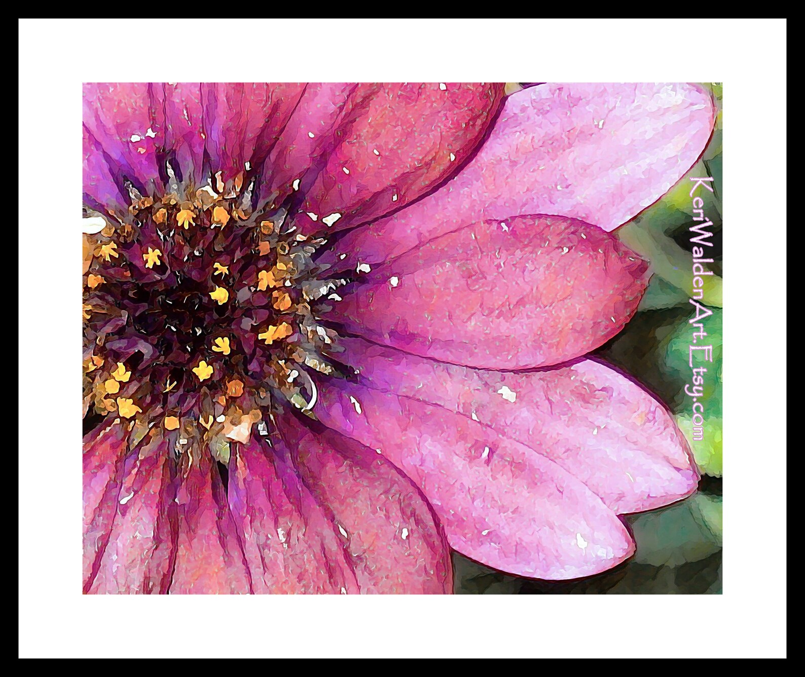 Pink Flower Art Print Watercolor Style Floral Digital Photo Etsy