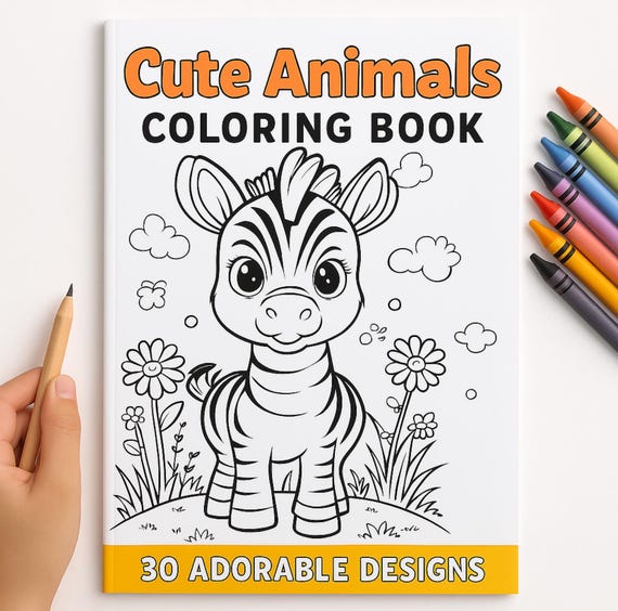 Cute Animal Coloring Book for Kids – Printable PDF, 20+ Pages of Adorable Baby Animals, Instant Download
