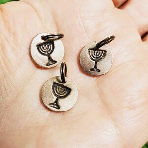 Hanukkah! Bronze Menorah pendant / charm. A precious little treasure, made by me!