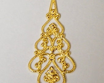 Gold Metal filigree print pendant