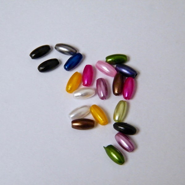 Perles Synthetiques Grain De Riz Melange Par 20