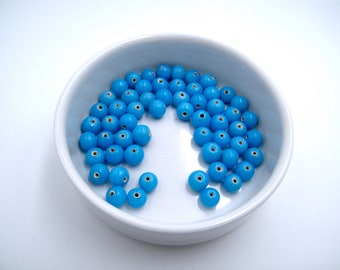 Perles verre - forme ronde - 8 mm - bleu - lots de 10 - Les bijoux de Francesca